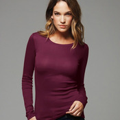 Ladies' Sheer Mini Rib Long Sleeve T-Shirt